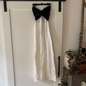 NWT Lusana Melody Maxi Linen Dress in White/Black, sz XS